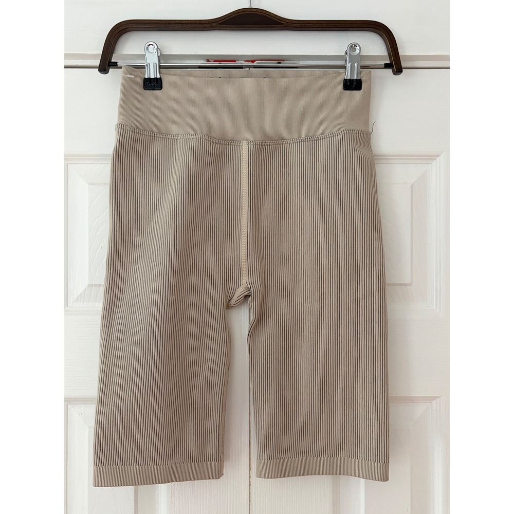 Calvin Klein Performance Womens Ribbed High Waist Biker Shorts Tan PFSS8548